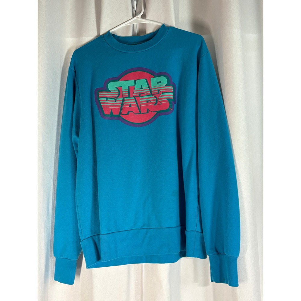 Star Wars Retro Synthwave Logo Sweatshirt Blue Mens Medium Crewneck MC0077